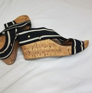 Montego Bay Club Black and White Wedge Sandals